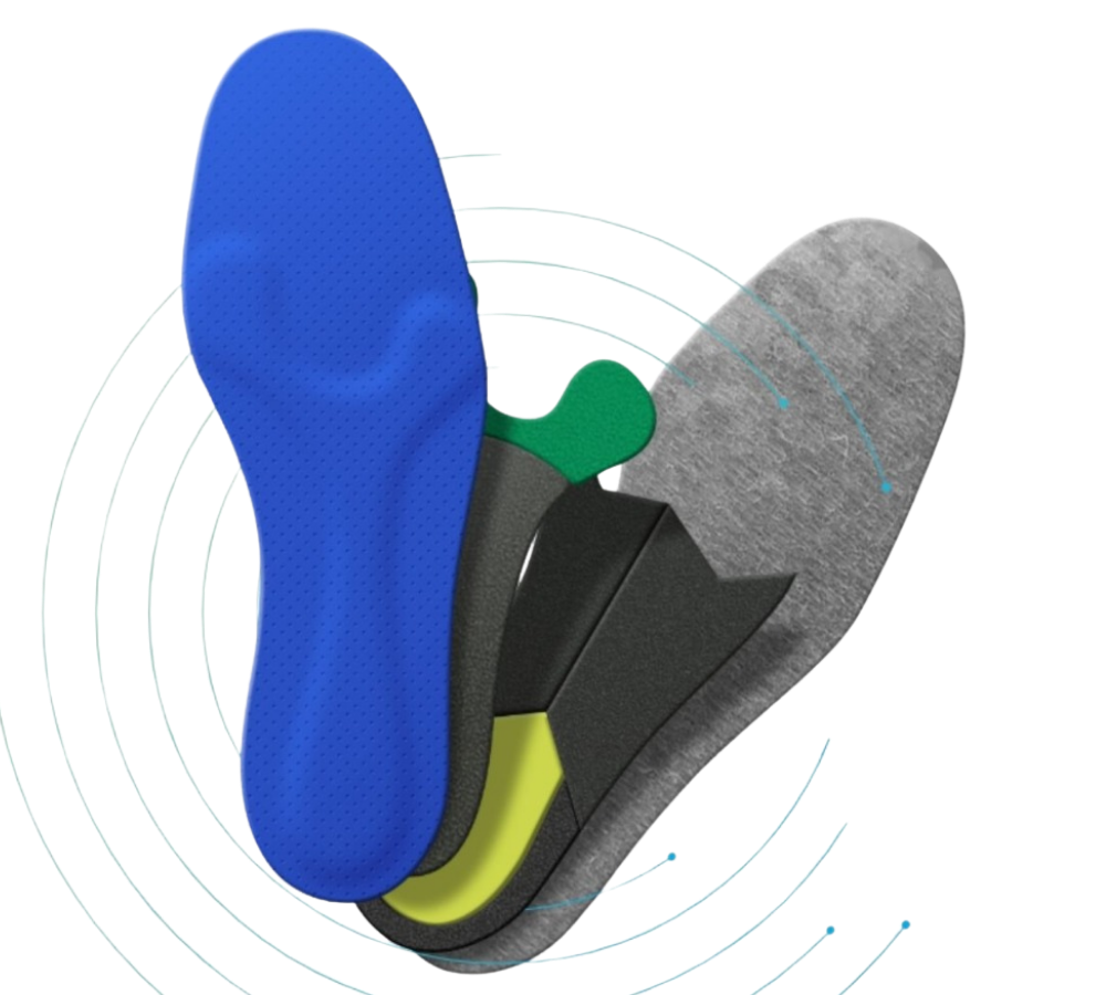 Camadas de material da palmilha postural 3D personalizada da Arcus Life
